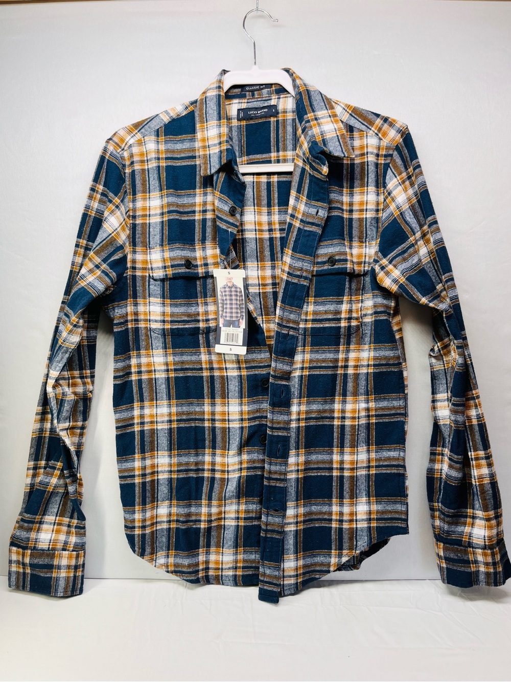 Lucky Brand Navy & Yellow Plaid Button-Down Shirt